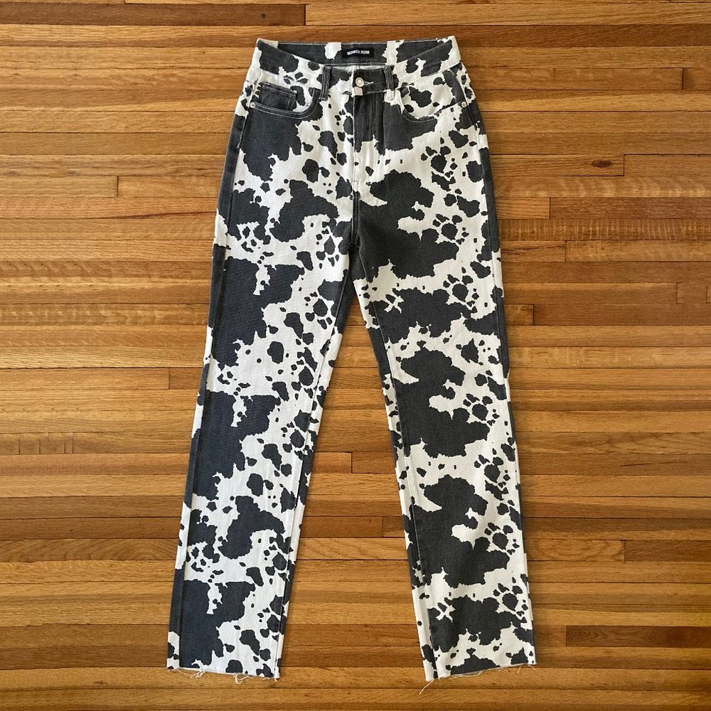Dolls Kill x Momokrom Cow Print Mom Jeans